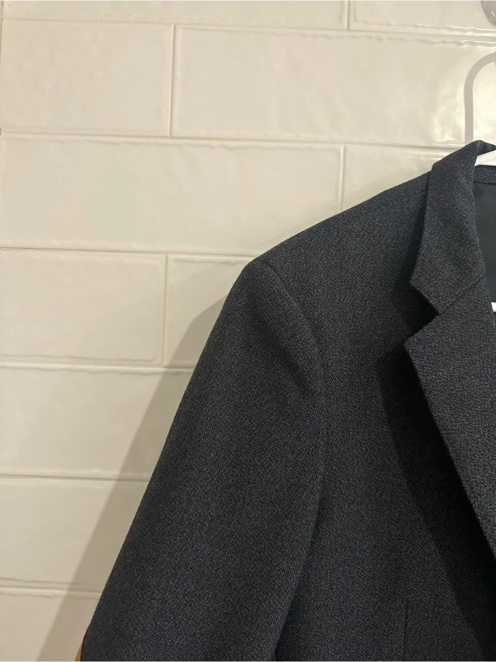 J Crew Abraham Moon Mens 38R Blue Wool Blazer Sport Coat Elbow Patches British